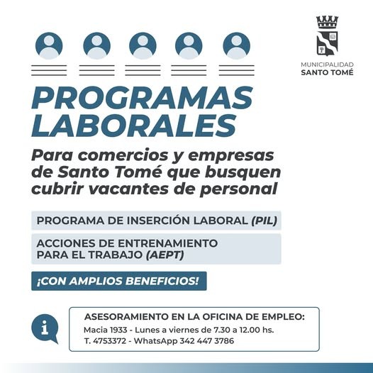 Los Programas Nacionales Laborales continúan vigentes en Santo Tomé