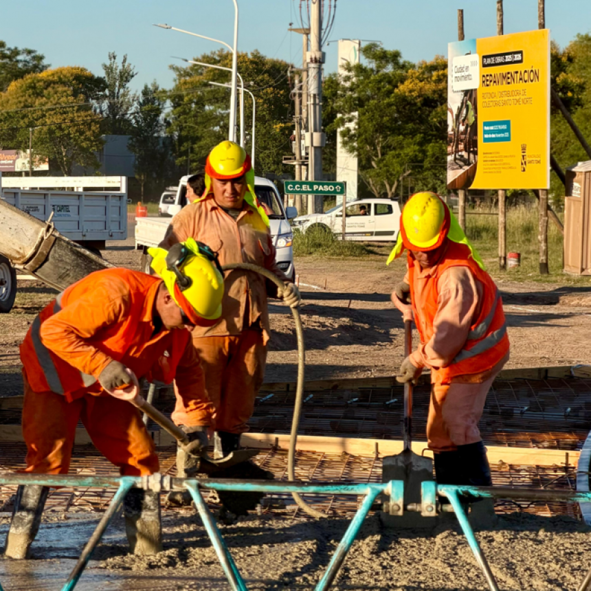 Continúa la obra de repavimentación en la rotonda distribuidora de colectoras Santo Tomé Norte