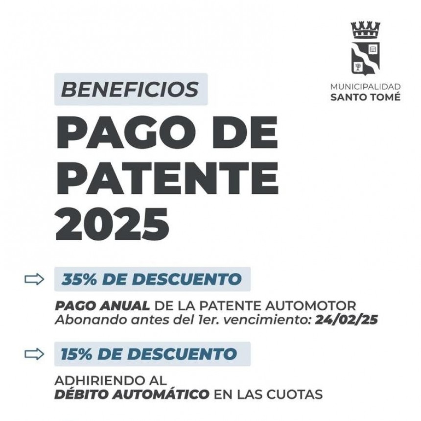 Est&aacute; vigente el descuento del 35% por el pago anual de la Patente Automotor