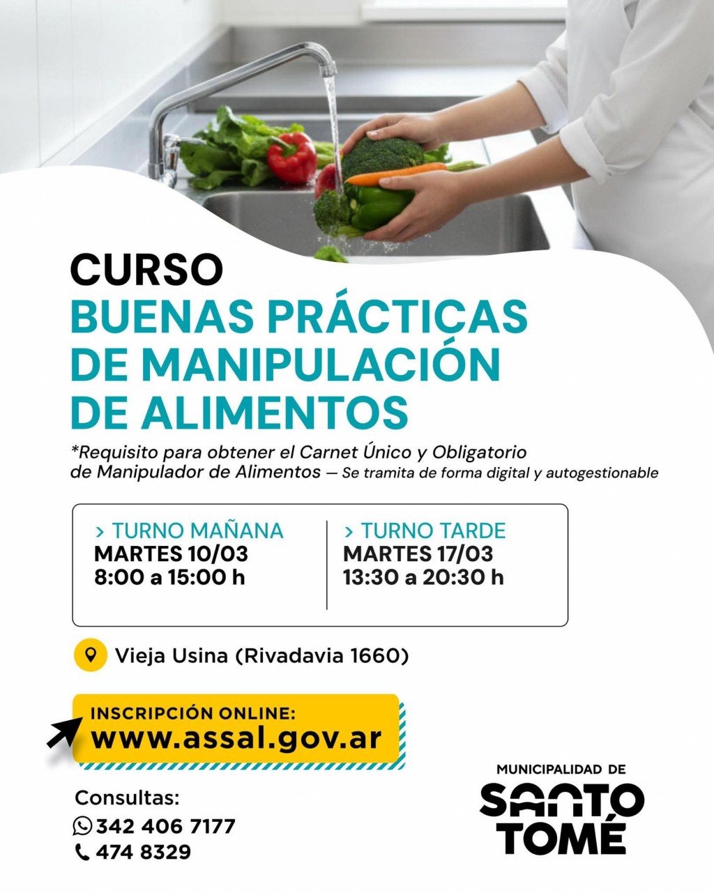 Santo Tomé: se encuentran abiertas las inscripciones para el curso de Buenas Prácticas de Manipulación de Alimentos