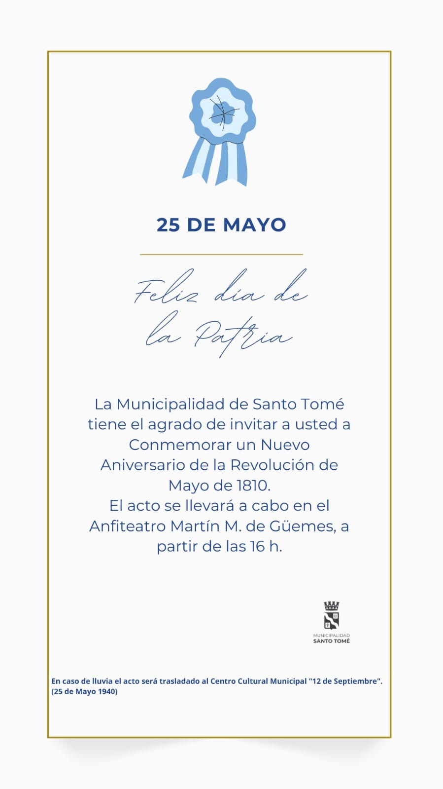 Santo Tomé celebrará el 25 de Mayo