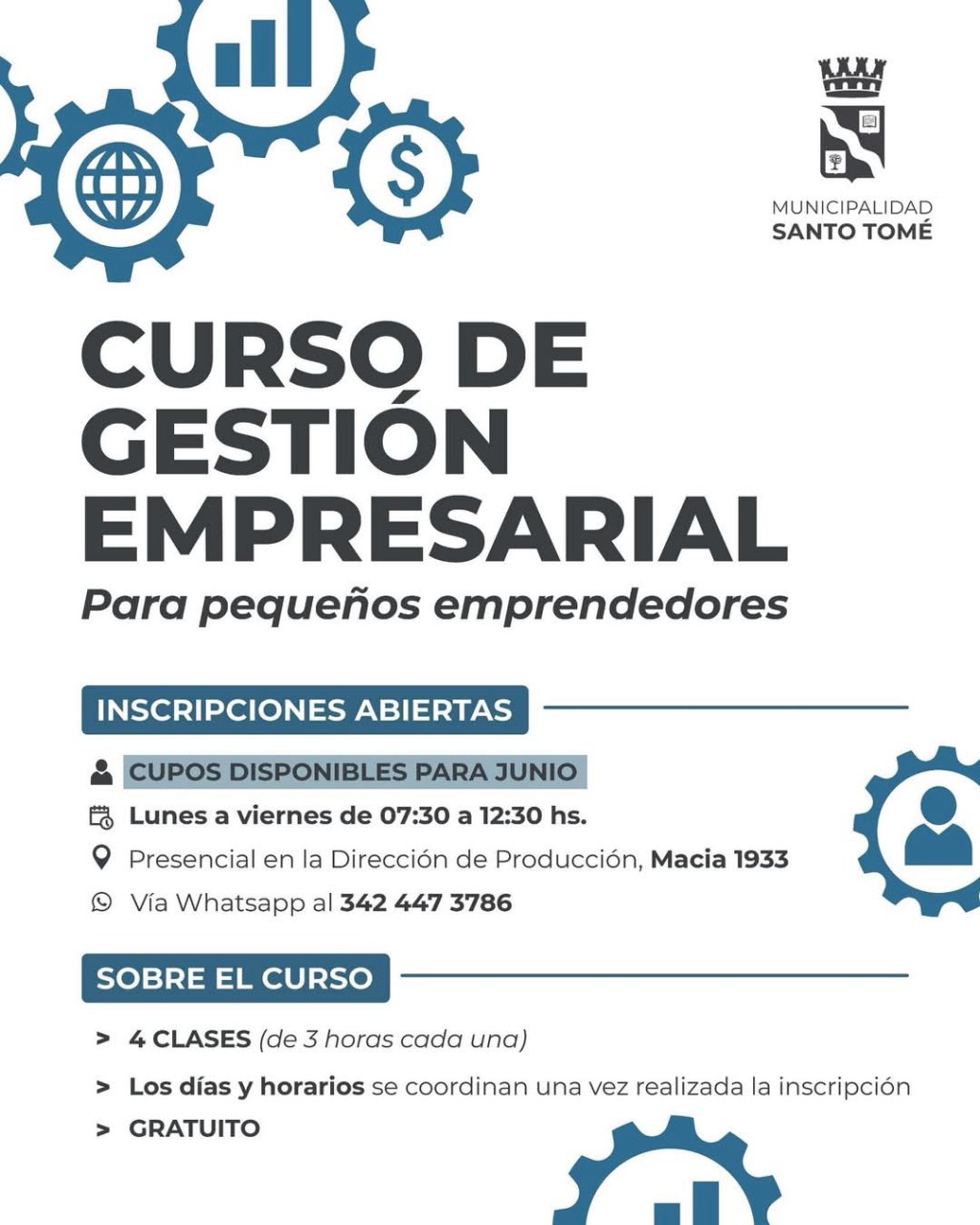 Santo Tomé: inscripciones abiertas para el Curso de Gestión Empresarial