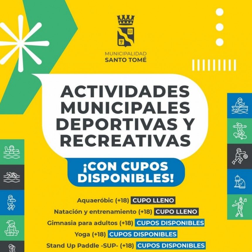 Sumate a las actividades deportivas y recreativas de Santo Tomé