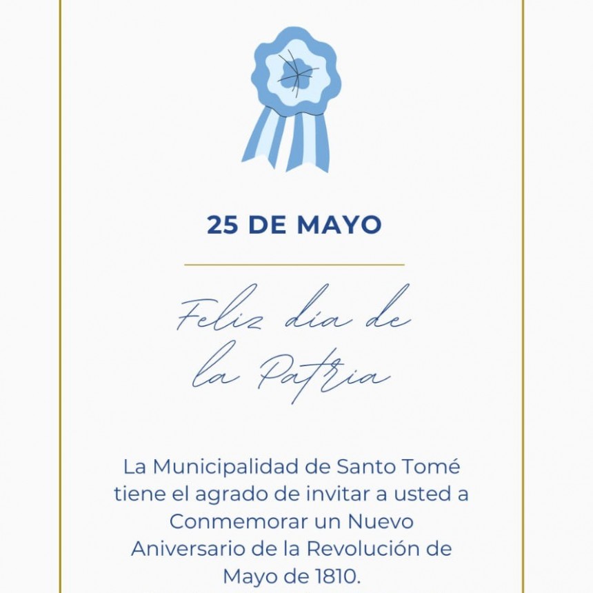Santo Tom&eacute; celebrar&aacute; el 25 de Mayo