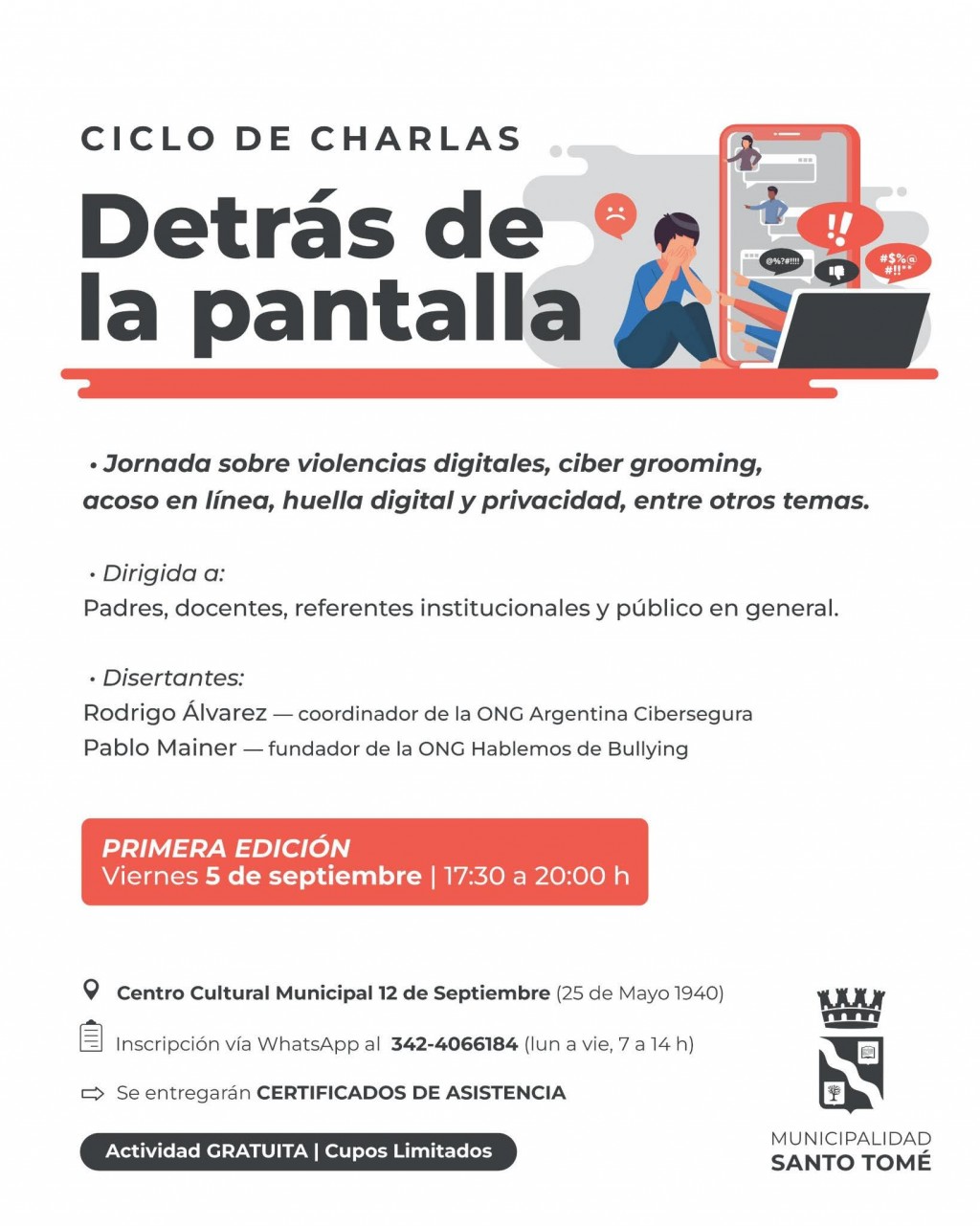 La Municipalidad de Santo Tomé inicia el ciclo de charlas “Detrás de la Pantalla”