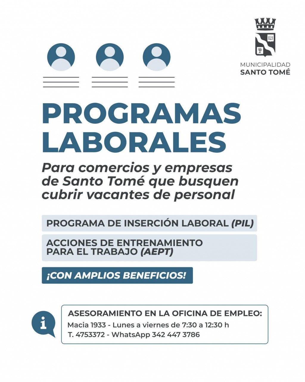 Santo Tomé: programas de Inserción Laboral y Entrenamiento para el Trabajo en marcha