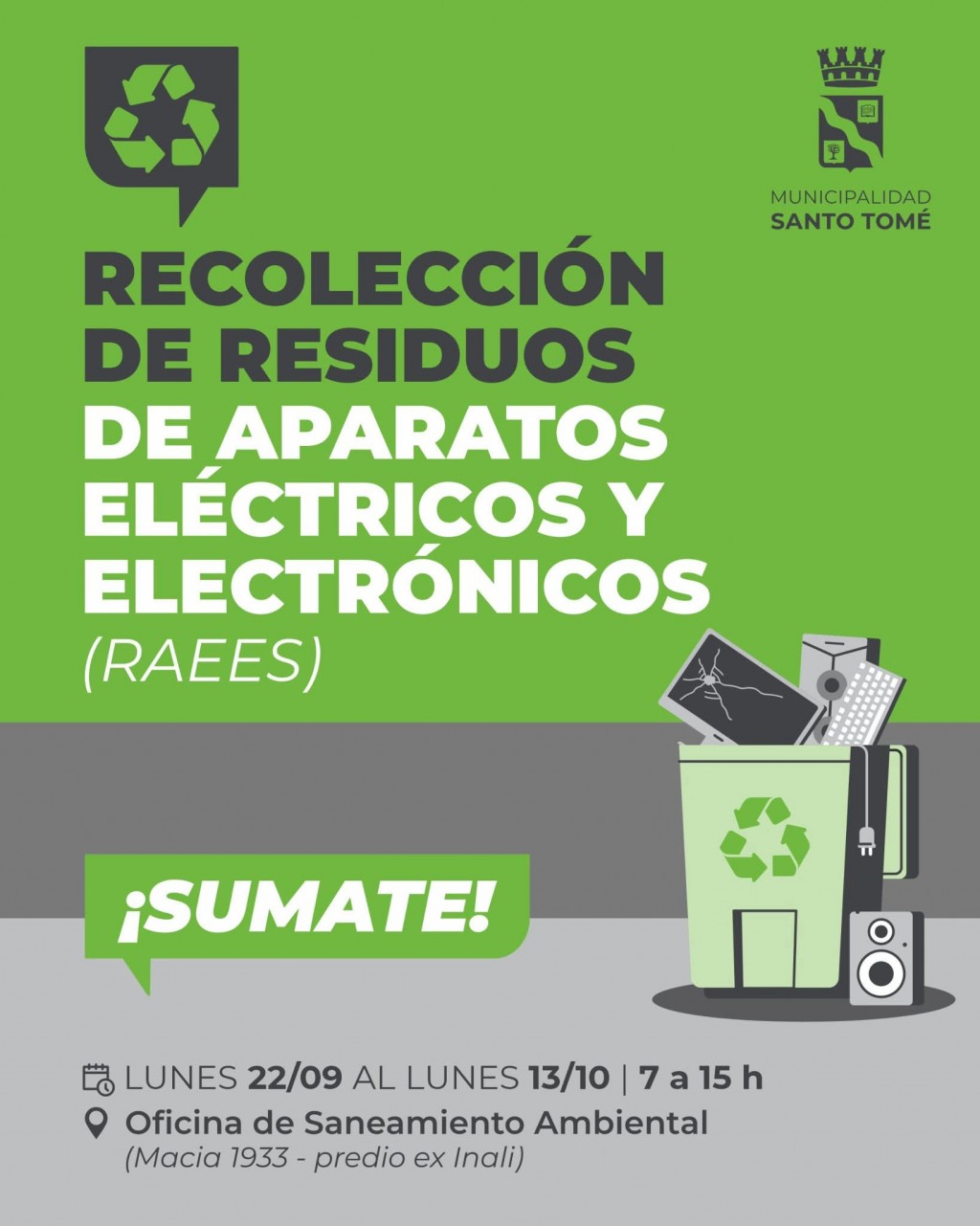 Santo Tomé: la Municipalidad y la UTN lanzan la segunda campaña de recolección de residuos electrónicos